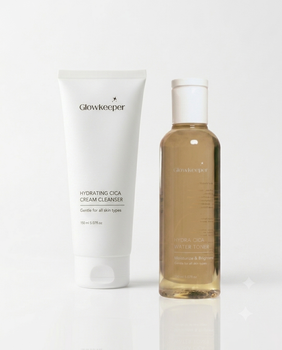 Glowkeeper Hydra Cica Duo Set with Hydrating Cream Cleanser and Water Toner for sensitive skin